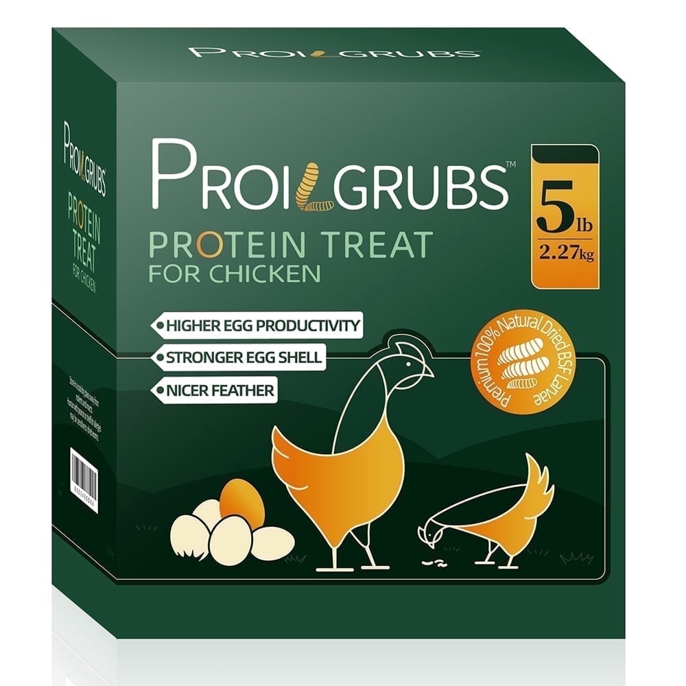Proilgrubs Dried Black Soldier Fly larvae, High-Protein Feed for Chickens, Reptiles & Birds Supports Egg Layers, 5LB bag