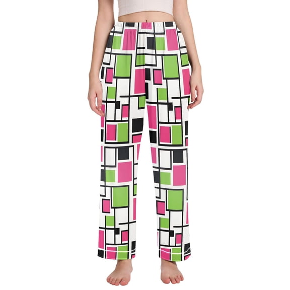 FORMRS Women's Pajama Pants with Pockets Soft Comfy Loungewear Sleep Bottom, Sizes S-2XL, Abstract Geometric