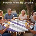 thumbnail image 3 of Round Outdoor Tablecloth with Umbrella Hole and Zipper, Purple Grey Striped Tablecloth with Elastic Waterproof, Minimalist Farmhouse Stripe Patio Table Covers for 31" - 35" Picnic Pool Tables, 3 of 9