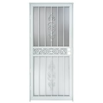 Grisham Deluxe Steel Security Door,36'' x 80''  Metal Tempered Glass Door Screen Replacement Enter Doors,Storm Door(405-White)