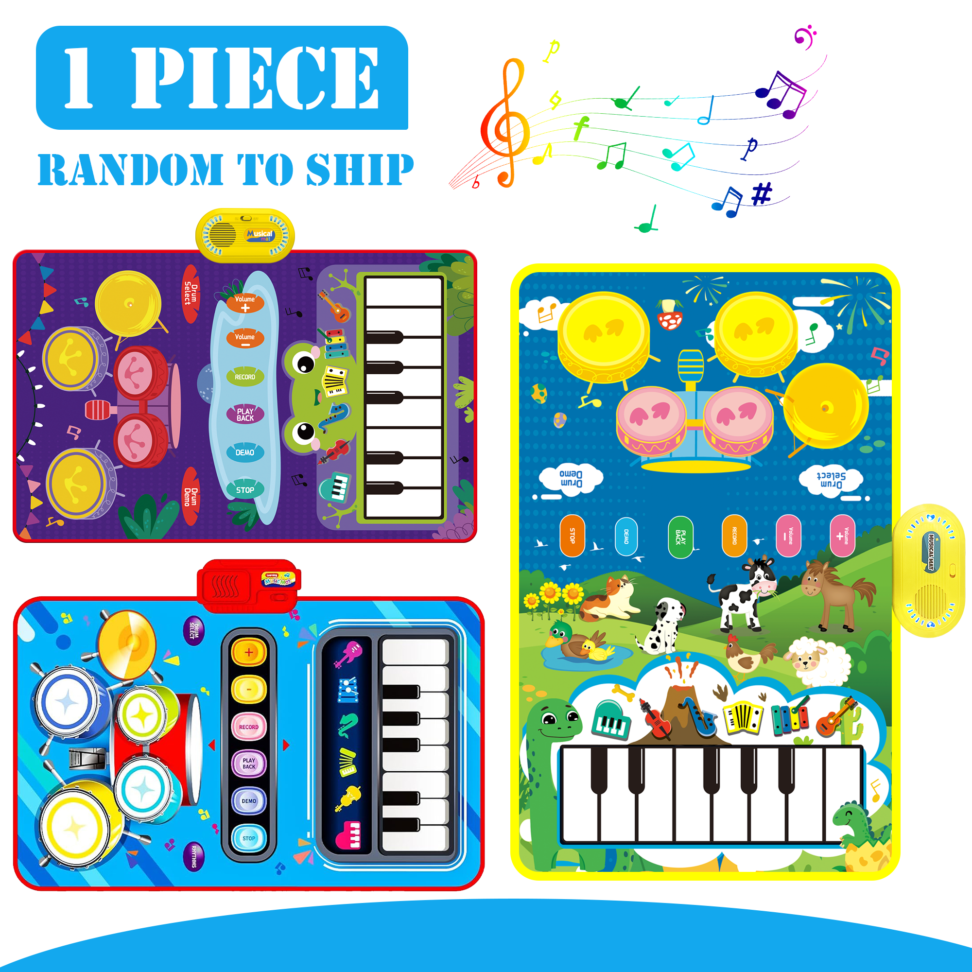 Richgv 2-in-1 Musical Play Mat Piano and Drum Toy photo 2