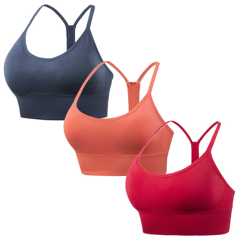 FITTIN Women's Strappy Padded Sports Bra for Women Racer Back Spaghetti  Straps Yoga Bra Tops Red XX-Large at  Women's Clothing store