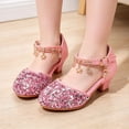 thumbnail image 2 of Fozruso Girls Princess Party Pump Shoes,Sizes 10 Little Kid,Low Heeled Glitter Dress Shoes Ankle Buckle Strap Party School Shoes, 2 of 7