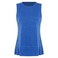 thumbnail image 3 of Yartina Women's Round Neck Sleeveless Split Hem Vest Tops Loose Fit Tee Shirt Gym Workout Tank Tops Blue M, 3 of 8