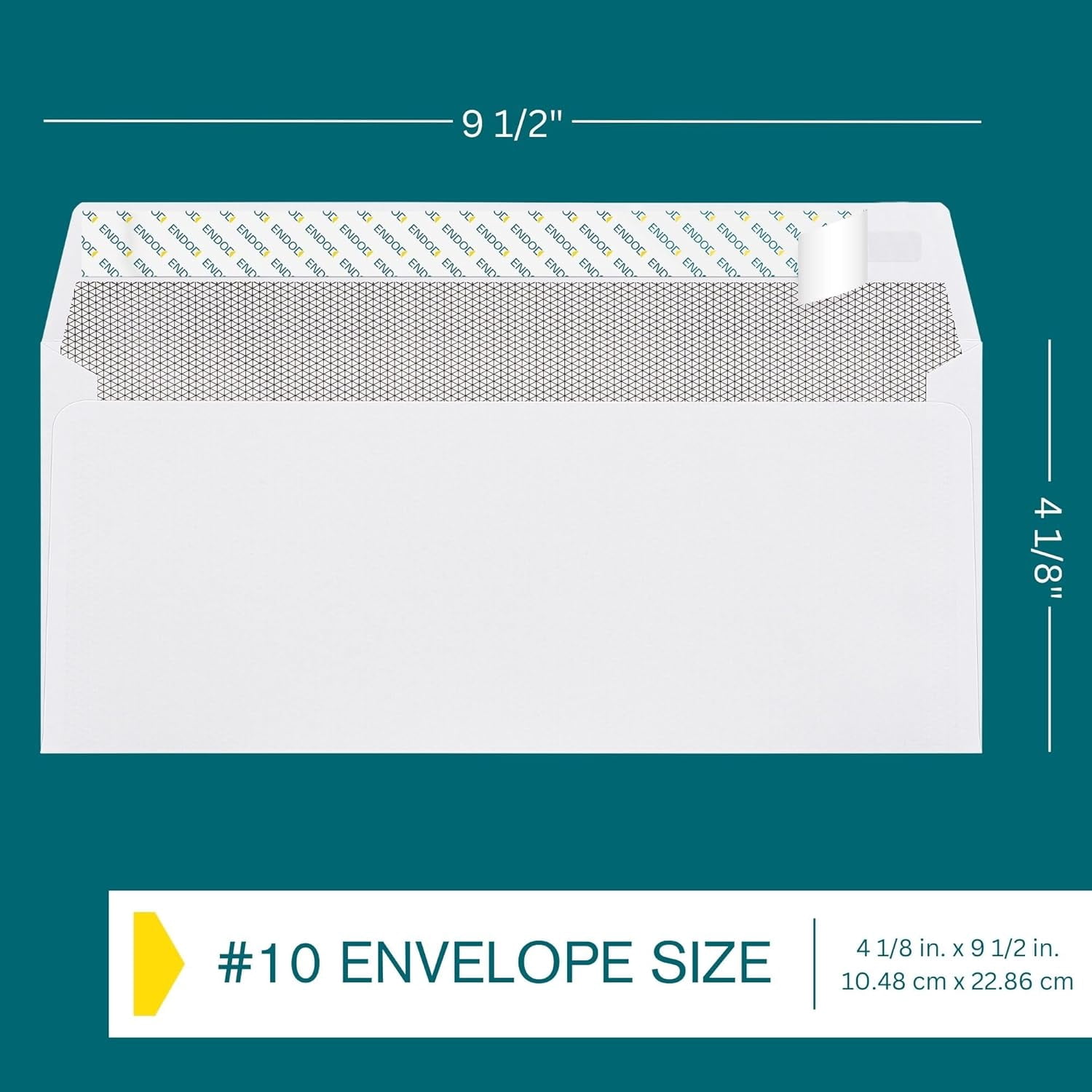 10 Envelopes Self Seal - 50/pack 4 1/8 x 9 1/2 inch Letter Size Business Peel & Closure, Security Tinted for Invoices, Statements Blank White 24LB Paper