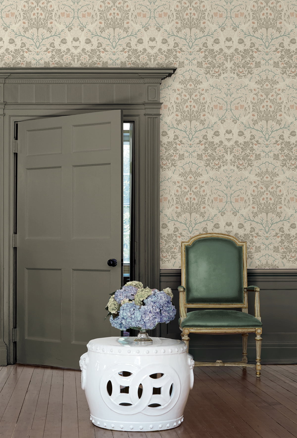 Seabrook Designs Lunar Rock & Clay Victorian Garden Floral Prepasted Wallpaper - 20.9 in. W x 33 ft. Roll