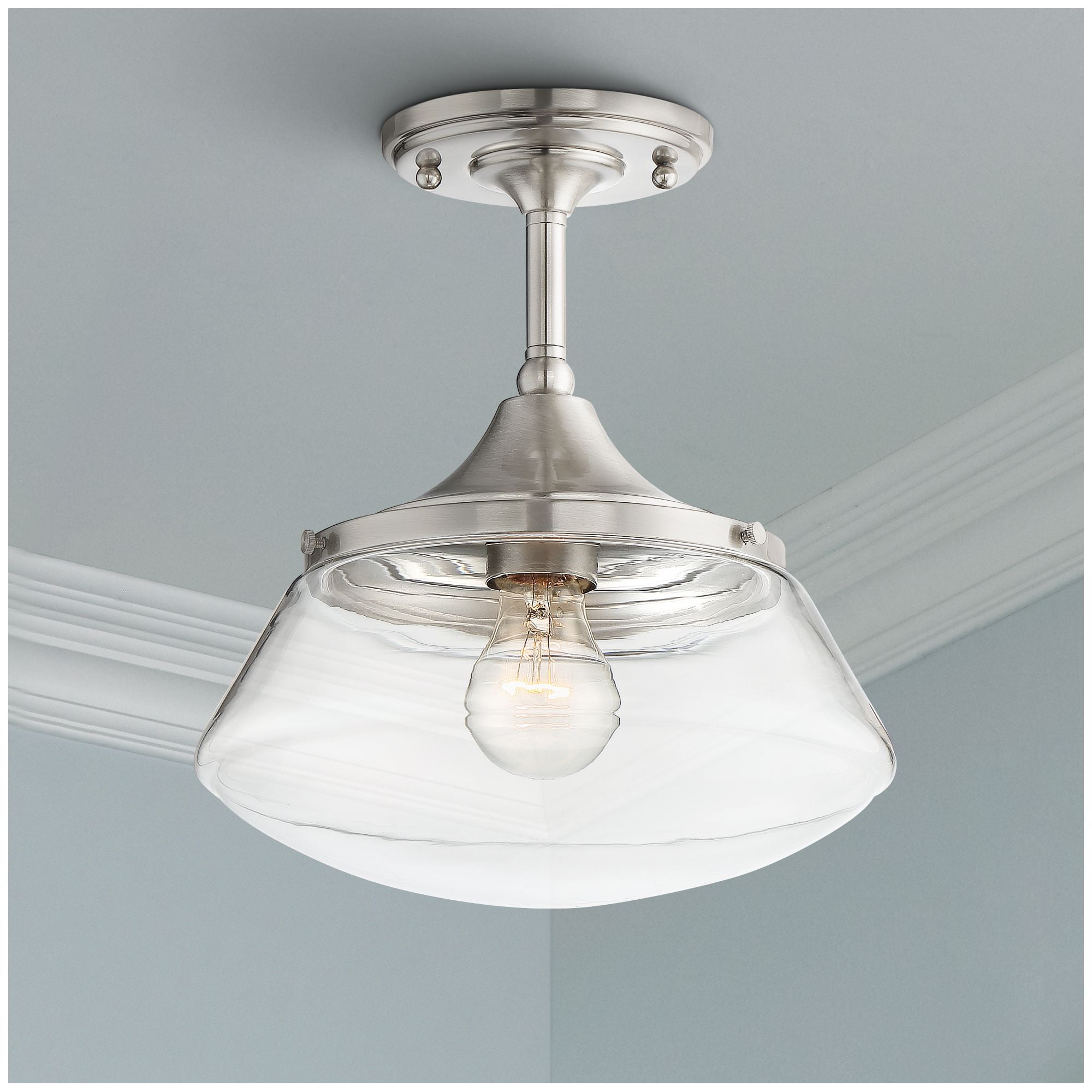 Regency hill farmhouse ceiling light semi flush mount fixture brushed Regency Hill Farmhouse Ceiling Light Semi Flush Mount Fixture Brushed