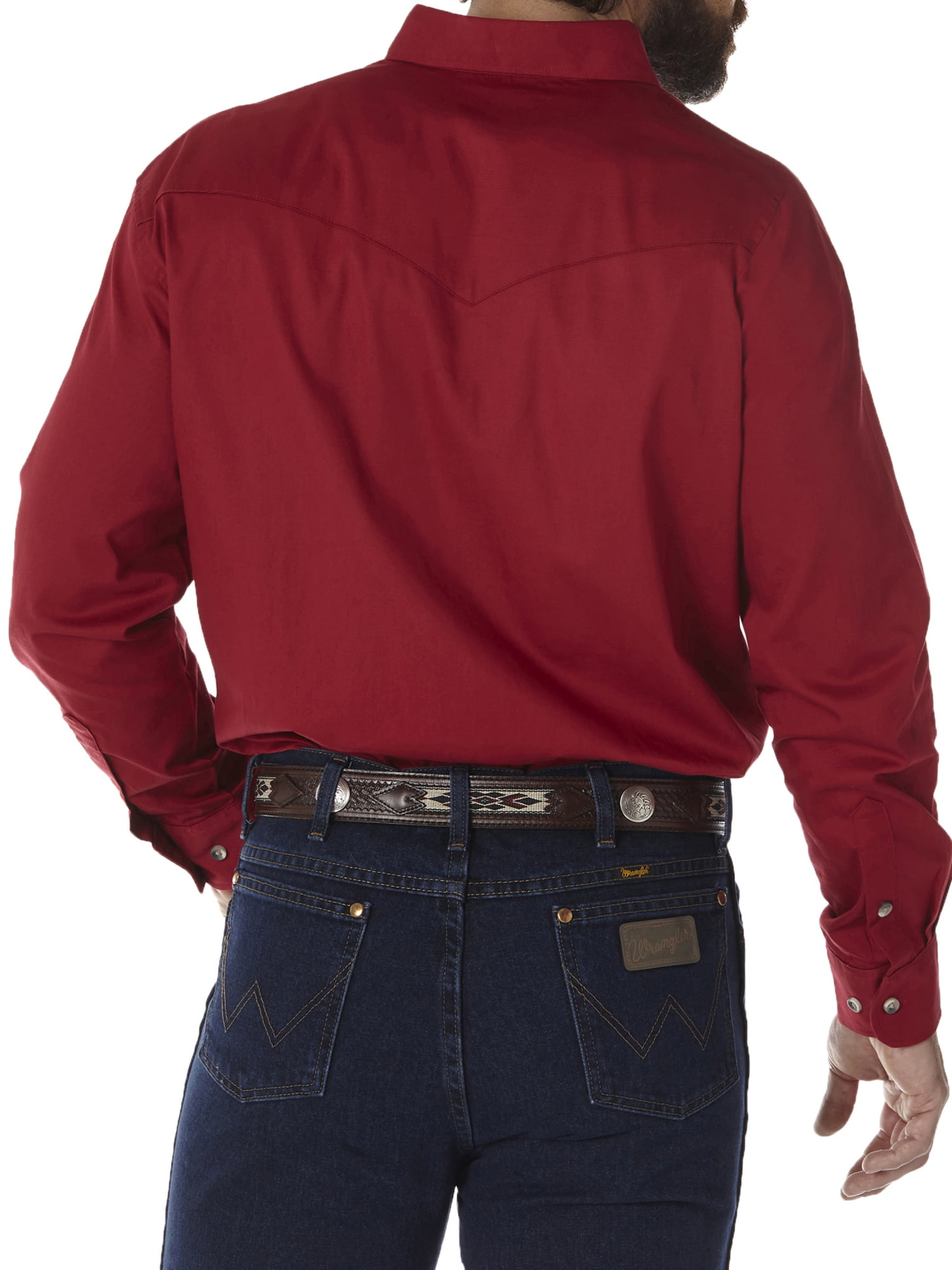 Wrangler Men's Long Sleeve Western Button Down Lightweight Solid Twill Shirt