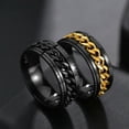 thumbnail image 2 of EOEMY Cool Stainless Steel Rotatable Men Ring Spinner Chain Punk Women Party Jewelry-12-Gold-1, 2 of 9