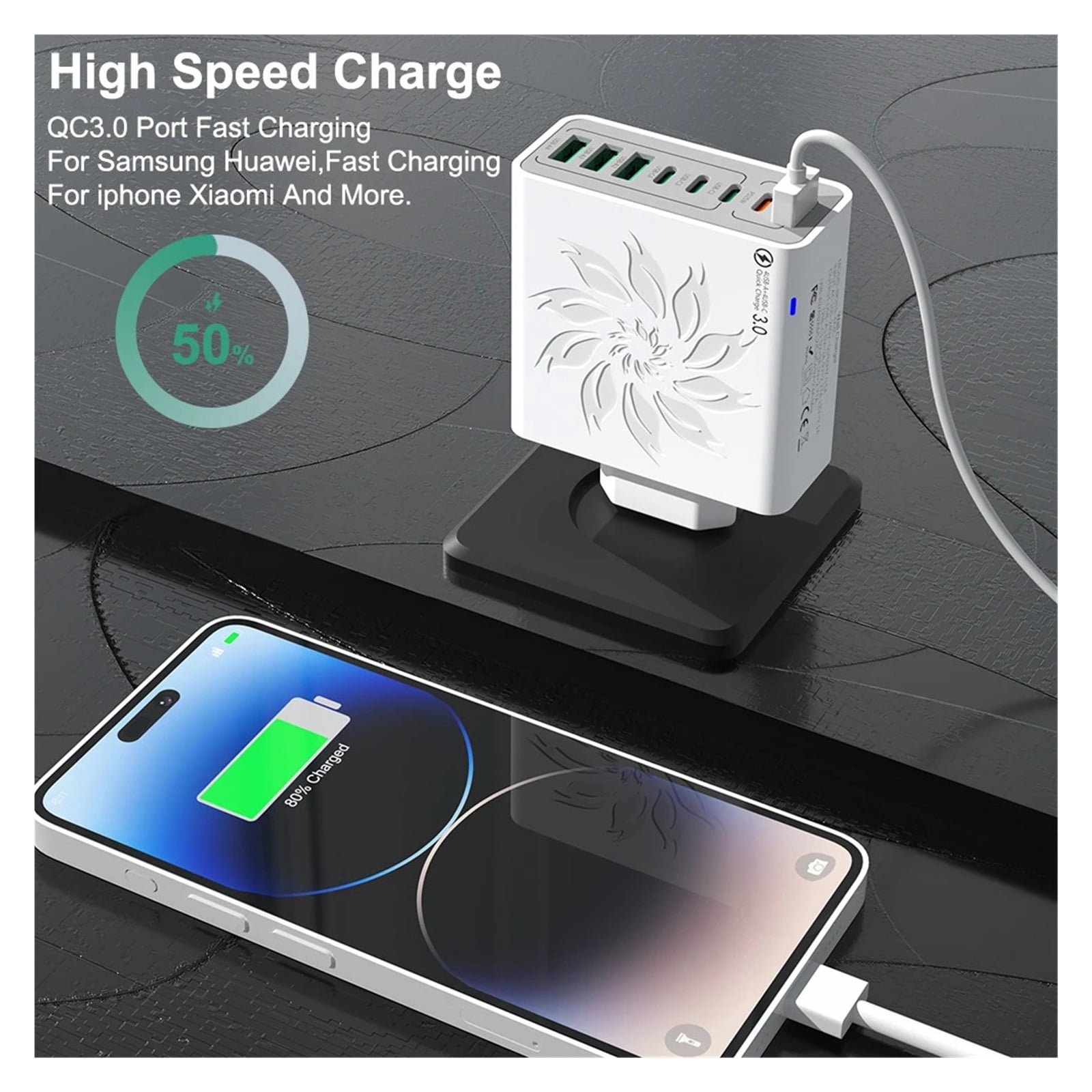 Total 65W Muti Port USB C Charger High Speed USB Quick Charge Type C PD Fast Charging Adapter