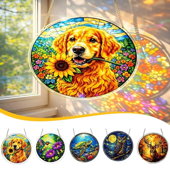 AZXY Turtle Acrylic Suncatcher Window Hanging, 7.87 Inch Stained Glass Art Ornament, Crystal Sun Catcher Indoor Outdoor Garden Patio Wall Decor Gift