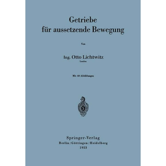 Getriebe FÃ¼r Aussetzende Bewegung, (Paperback)