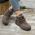 thumbnail image 4 of Elvqul Boots for Women,Womens Shoes,Flat Heel Short Winter Lace up Fleece Brown Ankle,Size 9.5, 4 of 9