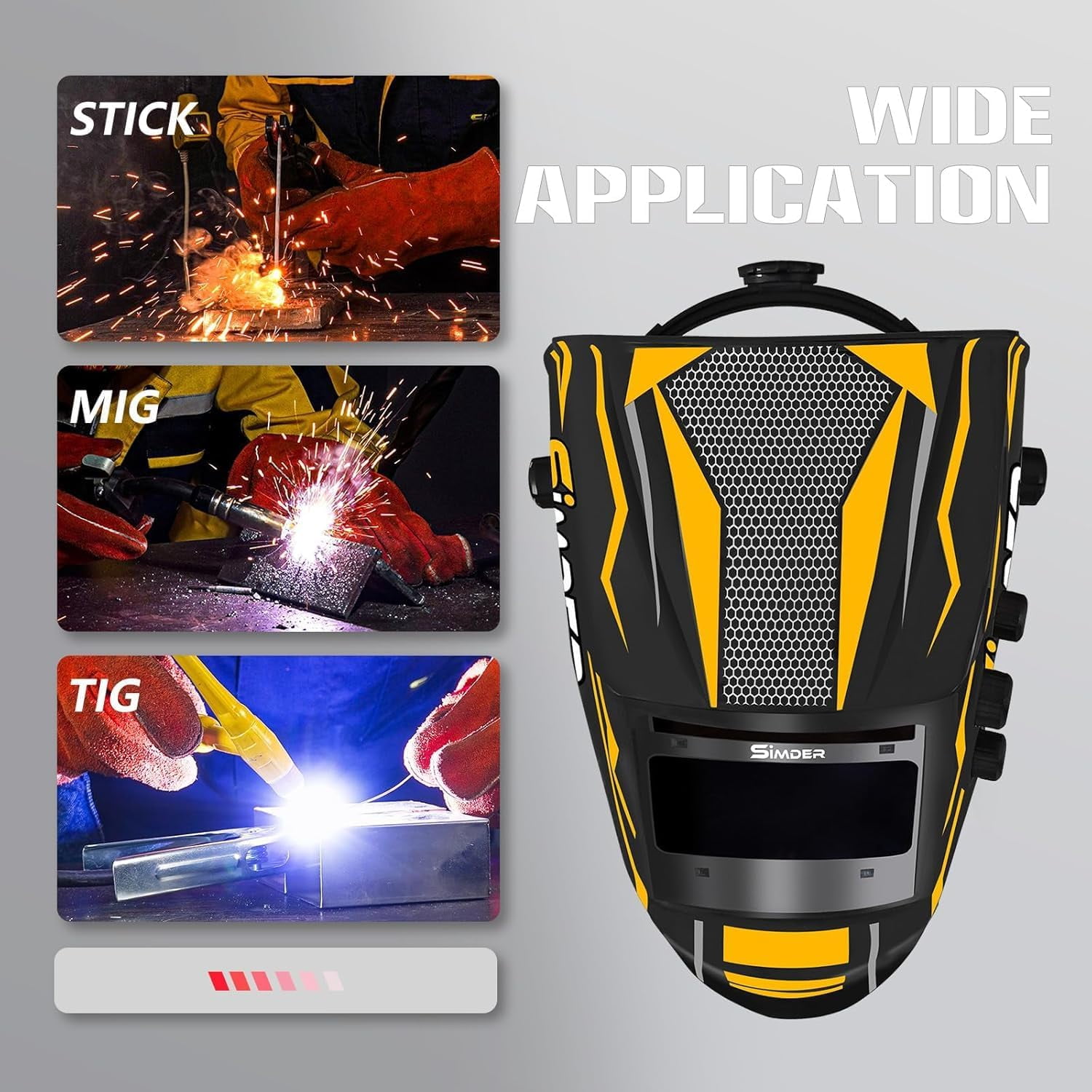 SSIMDER Welding Hood, Auto-Darkening Welding Helmet with Solar Power Auto Darkening Welding Helmet, 4 Arc Sensor Wide Shade 4/5-9/9-13 for TIG MIG ARC CUT