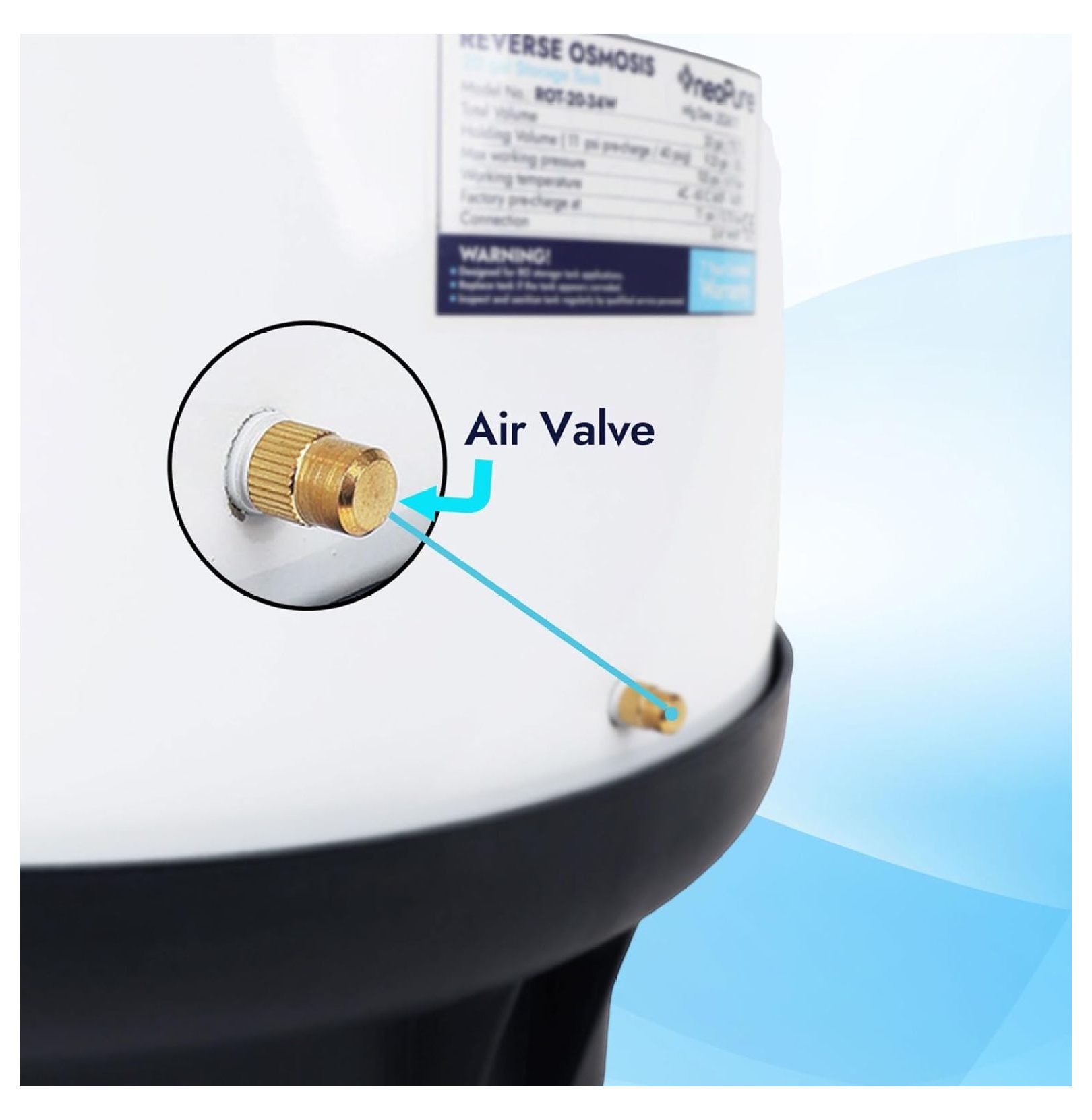Reverse Osmosis Water Tank – 4.5 Gallon RO Storage Tank, Under Sink Filtration System Replacement, Pre-Pressurized Steel Tank with Shut-Off Valve