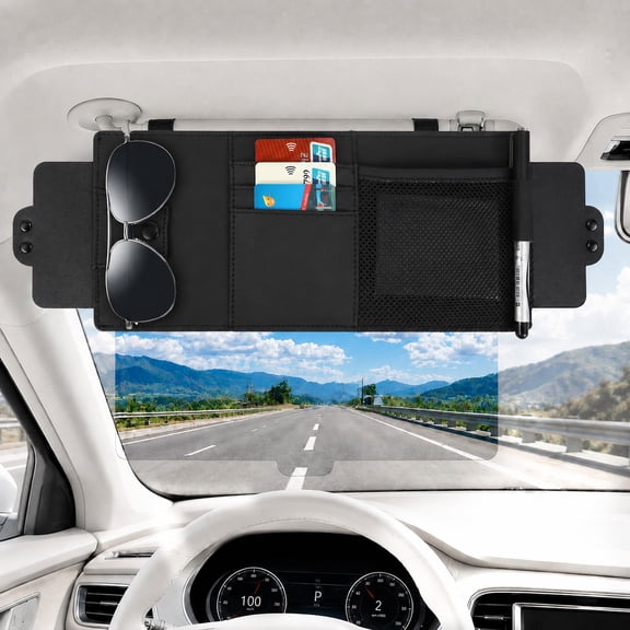 LQIQIZ Universal Car Sun Visor Extender, with Side Shade & Eyeglasses Clip – Retractable & Adjustable, Anti-Glare UV400 Protection, No Distortion, Safe & Comfortable Driving