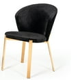 thumbnail image 3 of Velvet Curved Back Dining Chair with Metal Legs, Set of 2, Black and Gold- Saltoro Sherpi, 3 of 5