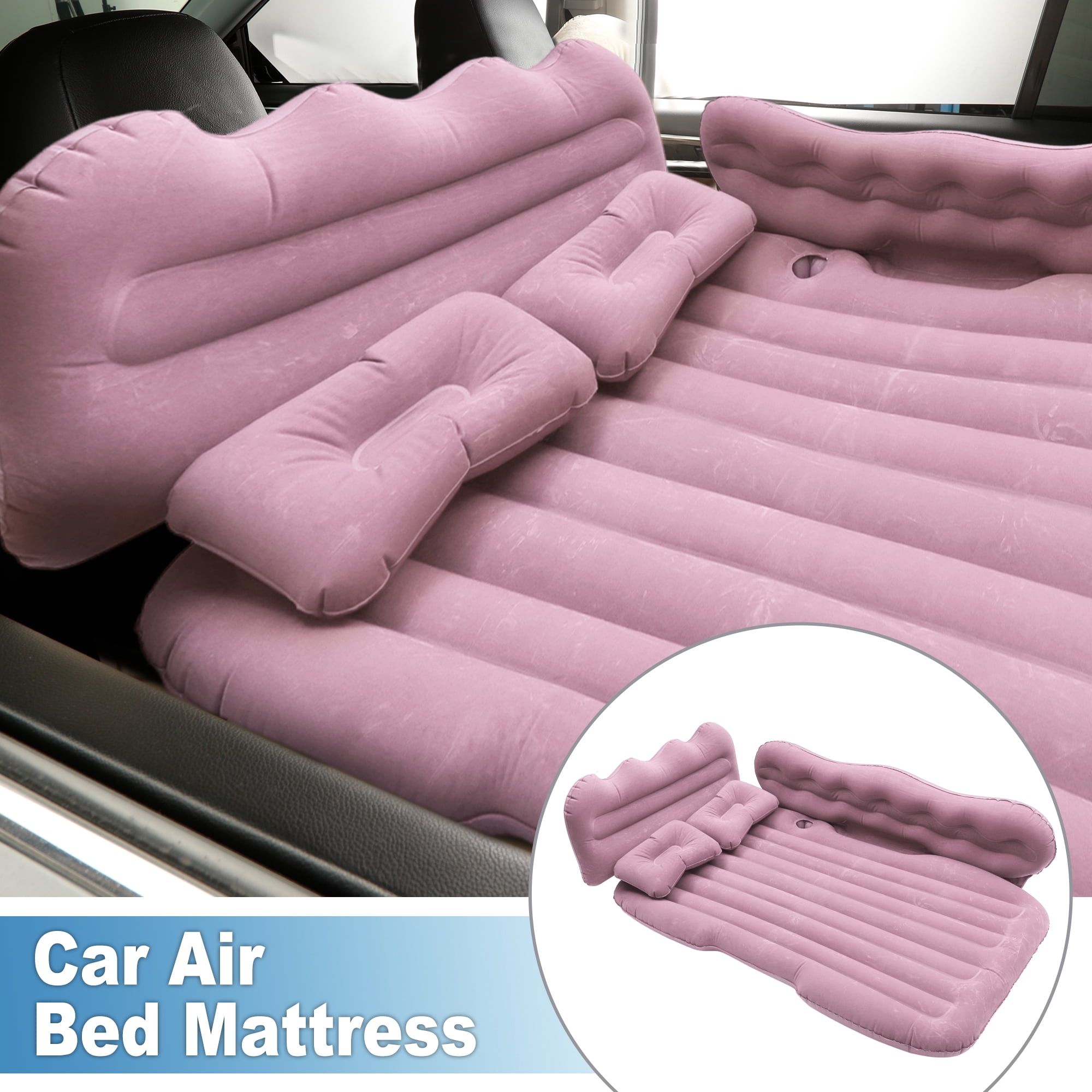 Car Air Mattress Sleeping Mat 50.39"x30.31"x5.91" Back Seat Bed Air Mattress Bed with Pillows Pink