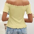 thumbnail image 7 of Diufon Tops for Women Summer Casual Solid Color Ruffle Tees off Shoulder Short Sleeve Blouses, 7 of 7