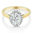 thumbnail image 2 of Gem Stone King 10K Yellow Gold White Moissanite and Diamond Halo Engagement Ring | 2.24 Cttw | Oval 9X7MM | Wedding Engagement Anniversary Promise Gold Ring for Women, 2 of 4