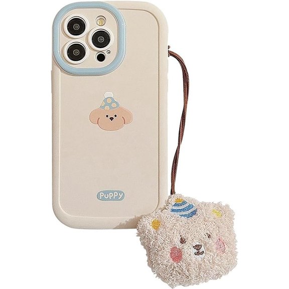 Designed for iPhone Case,Cute Puppy Pattern with Hand Braclet Camera Lens Protection Shockproof Protective Cover Phone Case (iPhone 12,White)