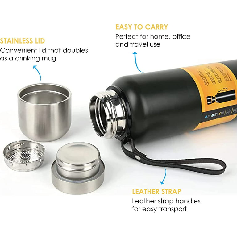 Thermos Large Capacity Portable Stainless Steel Coffee Tea Travel Vacuum  Flask