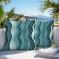 thumbnail image 5 of Outdoor Waterproof Pillow Covers OmbreTurquoise Ocean Waves Decorative Throw Pillow Protectors for Patio Sofa Garden Couch,26x26in 2 Pack, 5 of 9