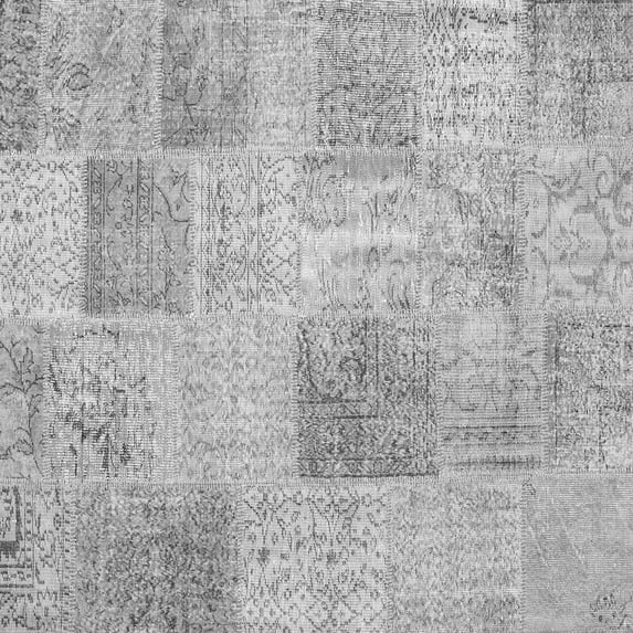 Ahgly Company Indoor Square Patchwork Gray Transitional Area Rugs, 6' Square
