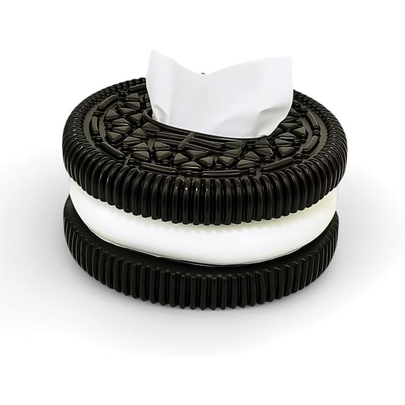 Cookie Shaped Tissue Box Cover, Decorative Tissue Holder, Decorative Facial Tissue Holder on Table for Bathroom,Black