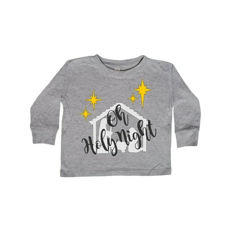 

Inktastic Oh Holy Night Christmas Nativity with Yellow Stars Gift Toddler Boy or Toddler Girl Long Sleeve T-Shirt