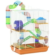PawHut 18 5-Tier Hamster Cage with Wheel and Water Bottle, Orange