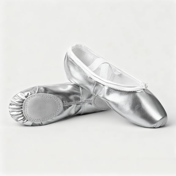 FSYBOA Girl Ballet Shoes, Elastic Straps Soft Sole Non Slip 2026 Kids Dance Shoes Silver Size 7(Toddler)