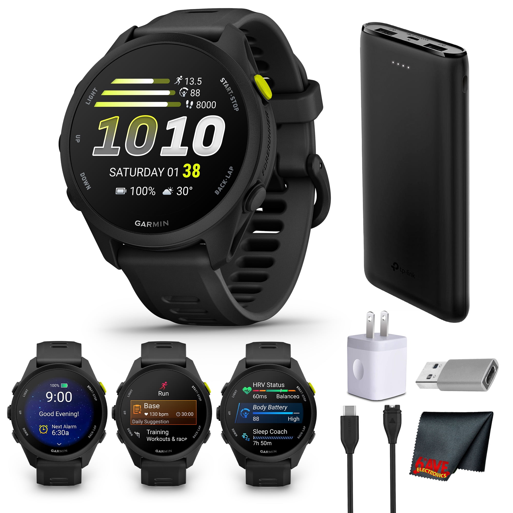 Garmin Forerunner 70 GPS Running Smartwatch | 1.2" AMOLED Display | Black + Kit