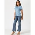 thumbnail image 3 of DARING DIVA Women's Retro Peter Pan Collar Floral Print Blouses XS Blue Gray, 3 of 6