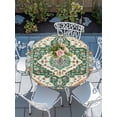 thumbnail image 6 of Green Orange Beige Boho Round Fitted Tablecloth with Elastic Edge, Waterproof Table Cloth Table Cover for 45"-54" Tables, Retro Ethnic Tribal Abstract Art Tablecloths for Dining Picnic Indoor Outdoor, 6 of 9