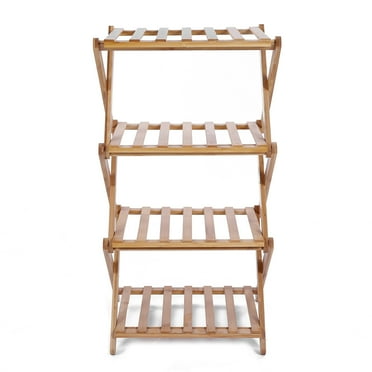 Multi Tier Foldable Wooden Plant Display Stand Balcony Garden Flower Pot Shelf Rack (4 Tier) Laegsmetg