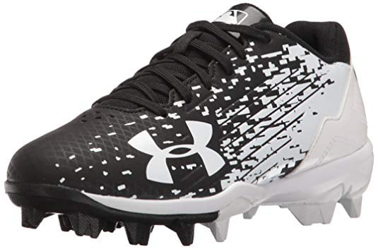 New Junior Under Armour Clean Up Low RM Baseball Cleats Black/White Sz 2Y 