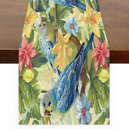 

Qzaxky Table Runner Boho Table Runner Summer Bird Pineapple Tropical Floral Bohemian Boho Outdoor Table Runner Decoration for Indoor Outdoor Home Dinner Party Wedding Decor 13 x 60 Inch