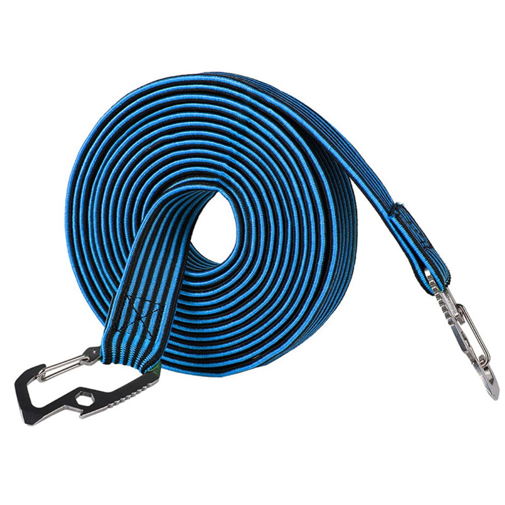 M Long Bungee Cords With Hooks Flat Stripe Nylon Latex Tension Elastic Band For Fixed Heavy