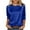 Blue, variant on qucoqpe Womens Satin Tops Crew Neck 3/4 Sleeve Shirts Fashion Solid Color Loose T-shirts Dressy Casual Blouses Summer Tops