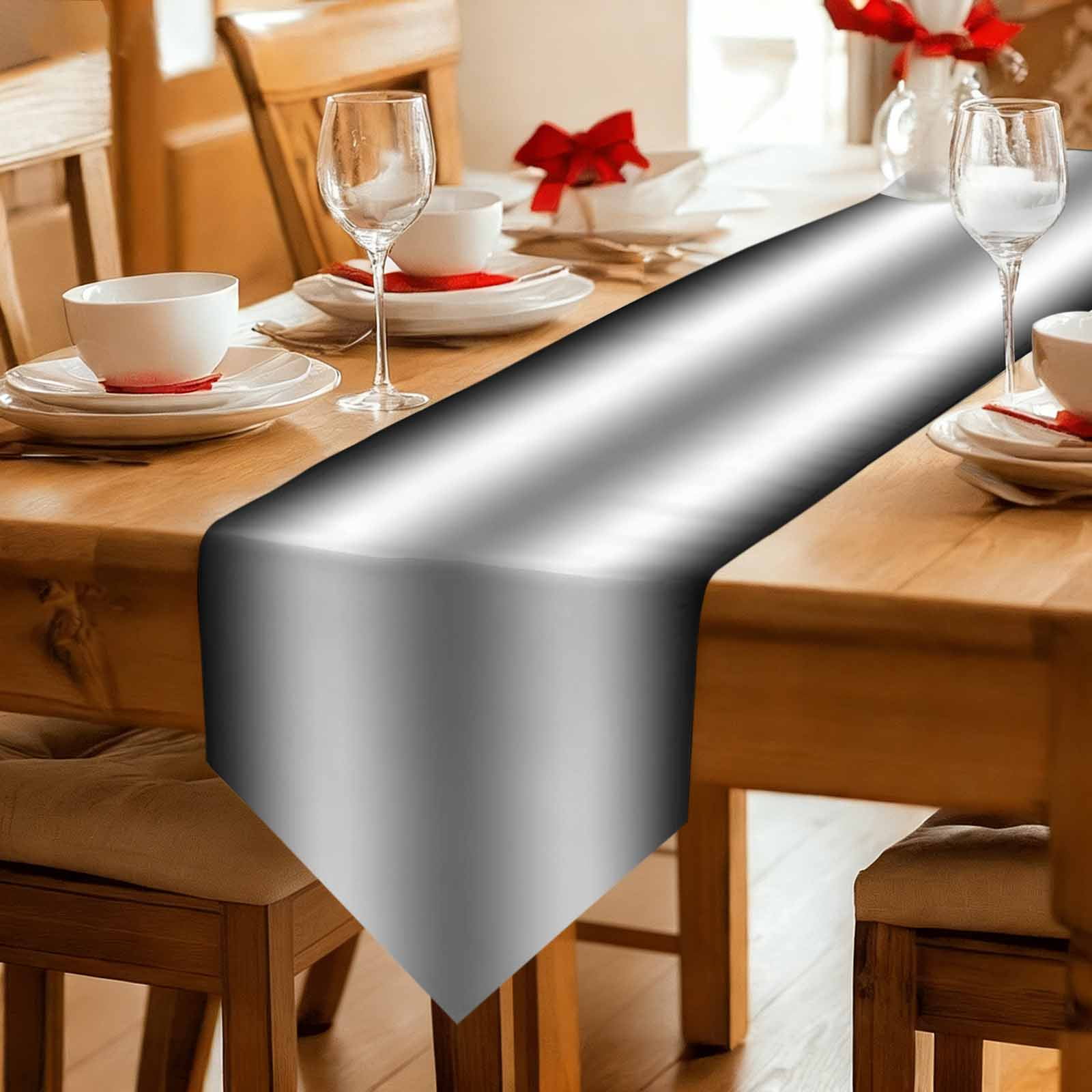 Ombre Black White Table Runner Linen Burlap Table Runner 120 Inches Long Simple Abstract Striped Farmhouse Dresser Scarves for Kitchen Island Coffee Dining Room Party Holiday Decoration 13"x120"