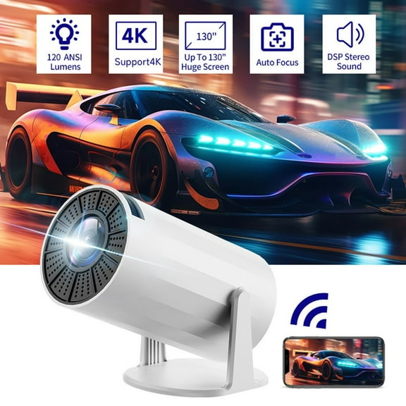 Mini Projector, Portable Projector, Support 4K 1080P with Dual-Band WIFI6 5G Wireless 5.2 Bluetooth, 180° Rotatable, Auto Keystone Correction, Screen Video Projector