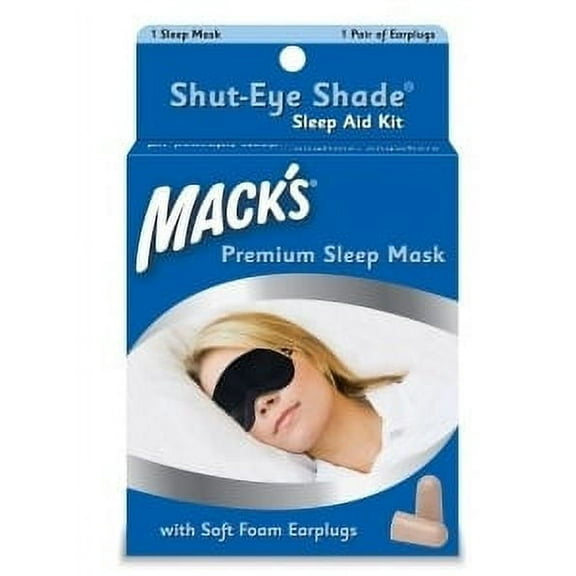 Mack's Shut-Eye Shade Premium Sleep Mask with Soft Foam Earplugs