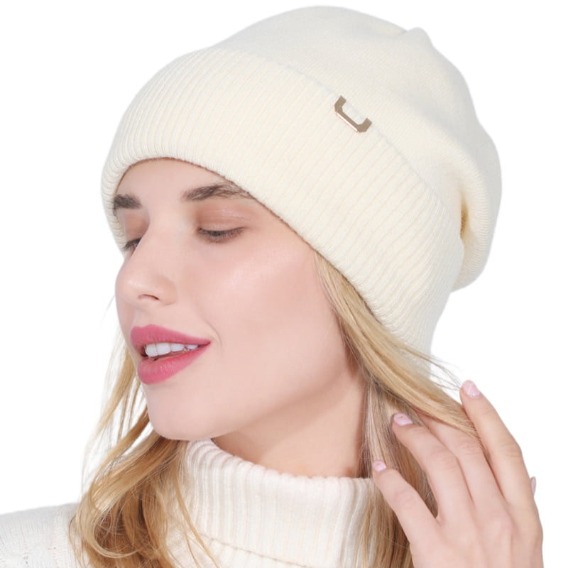 Double Layer Knit Slouchy Beanie Hat 