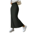 thumbnail image 3 of Female'S Solid High Waist Split Side Skirt Casual Knitted Maxi Skirts Comfy Bodycon Dress Black XL, 3 of 9