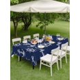 thumbnail image 5 of 60x120 Inch Outdoor Tablecloth with Umbrella Hole Zipper Rectangle Navy Blue Anchor Nautical Rectangular Tablecloths Outside Waterproof Rudder Coastal Summer Ocean Patio Table Cloth Cover for Picnic, 5 of 8