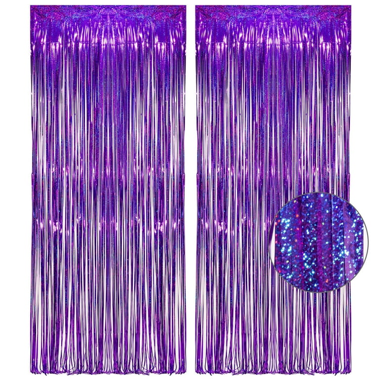 Gazdag Purple Tinsel Curtain Party Backdrop - Foil Fringe Curtain Party  Decor Photo Booth Streamers Backdrop for Mermaid Birthday Euphoria Themed Party  Decorations - 1m x 2.5m - Pack of 2 