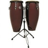 LP Aspire Wood Congas 11" & 12" Set With Double Stand, Dark Wood/Black