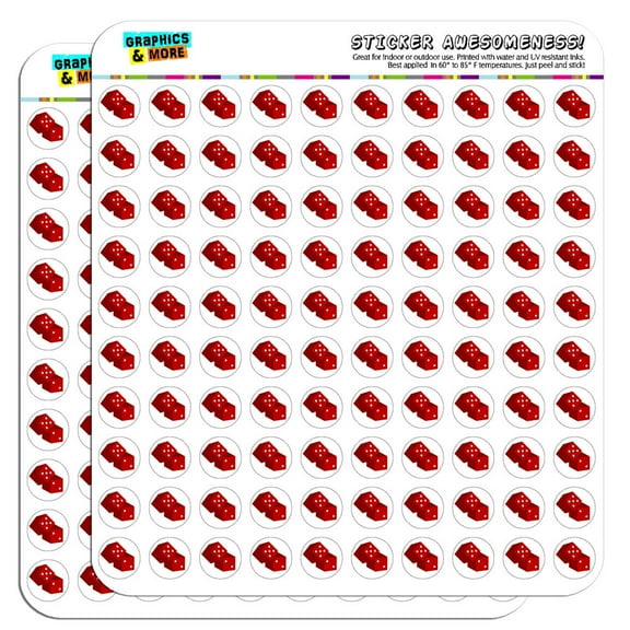 Dice Craps Gambling on White 1/2" (0.5") Scrapbooking Crafting Stickers