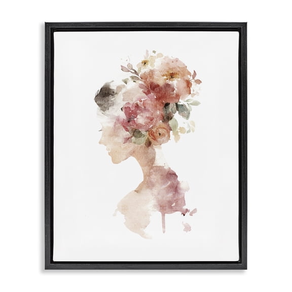 Stupell Industries Contemporary Flowing With Petals Portrait Black Floating Frame Canvas Art, 17 x 21, by Svetlana Aleynikova